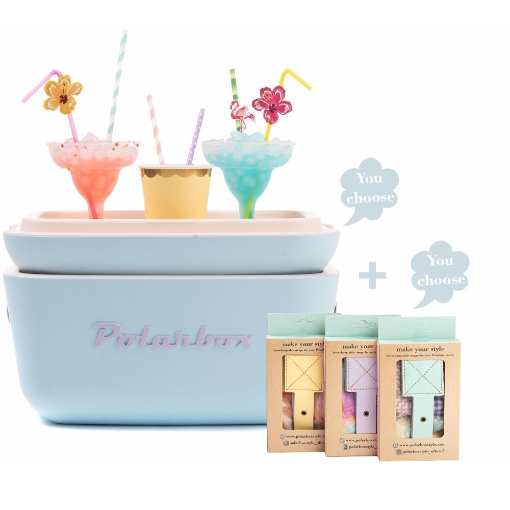 RARE 21Qt Polarbox Cooler in Sky Blue – Lilac Pop + 1 PrinkStyle Leather